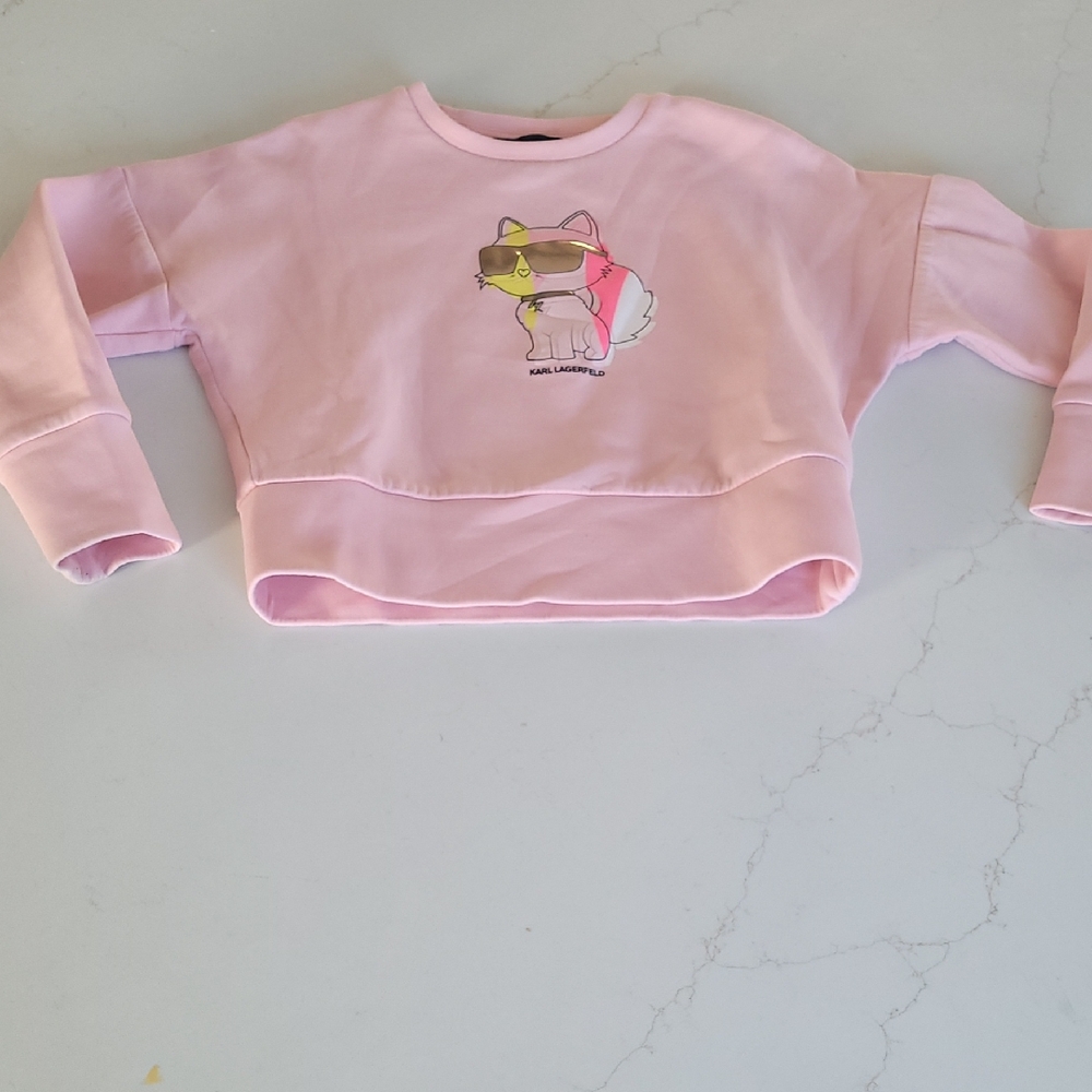 Karl Lagerfeld Light Pink Kids Sweatshirt with Cat Design